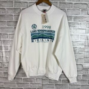 LAKE WINNIPESAUKEE Relay Vtg 90s Fruit of the Loom Graphic Sweatshirt Size LARGE